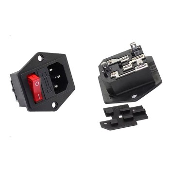 Computer Mount Inlet Rocker Power Switch IEC 3 Pin 320 C14 Connector