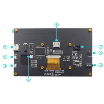 7 Inch Display IPS LCD Capacitive Touch Screen 1024x600 Monitor for Raspberry Pi 4B/3B+/3B