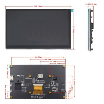 7 Inch Display IPS LCD Capacitive Touch Screen 1024x600 Monitor for Raspberry Pi 4B/3B+/3B