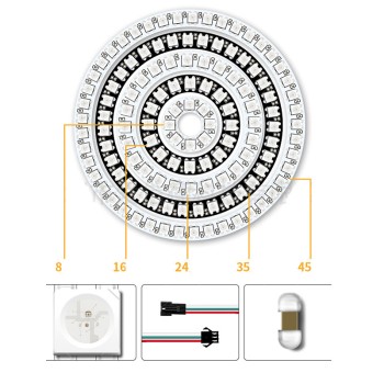 RGB LED Ring Light 5V WS2812B with Built-in IC for Decorative Multicolor Light
