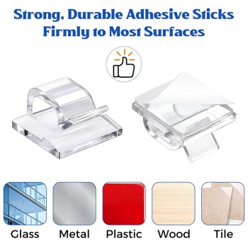 1000 Pcs 14x14mm Transparent Self-Adhesive Clip for Fixing Cables