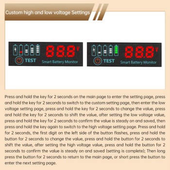 DC 7-55V Voltmeter Voltage Tester LED Indicator Light 3S-12S