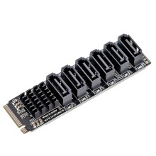 M.2 to SATA3.0 Adapter Card 6Gbps High Speed M.2 PCIE to SATA Expansion Card with LED Indicator NVME PCI-E Adapter Card