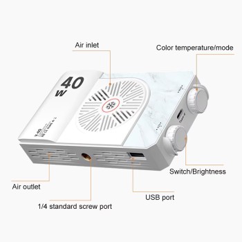 40W Portable LED Camera Fill Light With Built-In Rechargeable Battery