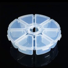 8 Grids Round Transparent Storage Plastic Box PP Material