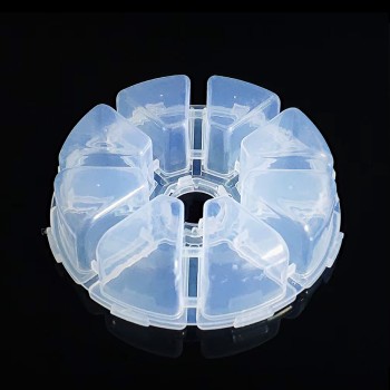 8 Grids Round Transparent Storage Plastic Box PP Material