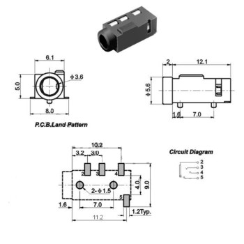 1000 PCS SMD 3.5mm Female AUX Jack
