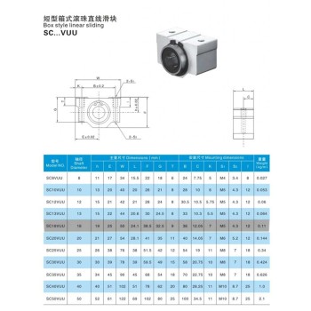 Linear Bearing SC16VUU Size 16mm