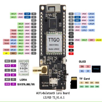 TTGO LoRa32 V2.1 ESP32 0.96-inch OLED Display Module with SMA and IP5306 Antennas