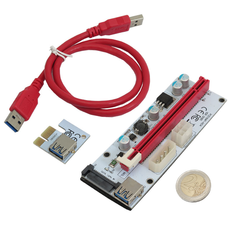PCIe 1X to 16X Graphics Card Riser Version 009S with USB 3.0 Cable and ...