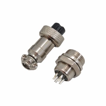 4 Pin GX12 Metal Military Connector Shielded Head