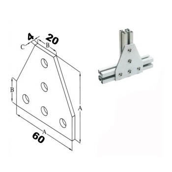 5 Holes Aluminum Bracket 2020 T Shape Right Angle Connector