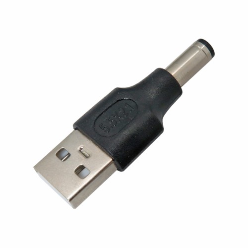 USB male to 5.5x2.1 DC male converter jack