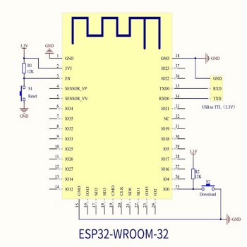 Dual-core ESP32-WROOM-32E 4MB module with Bluetooth and Wi-Fi