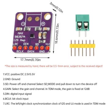 MAX98357 I2S Class D Amplifier Module