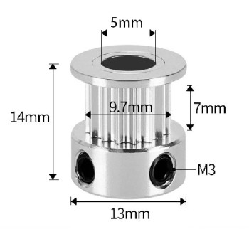 3D Printer GT2-16 Timing Pulley [5mm Bore]