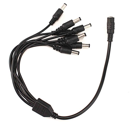 1 Female to 8 Male 5.5x2.1 DC Power Plug Converter Cable [40cm]