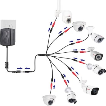 1 Female to 8 Male 5.5x2.1 DC Power Plug Converter Cable [40cm]
