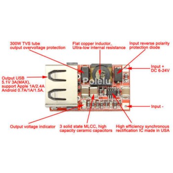 DC-DC Buck Step Down Module 5V 3A USB Charger Module