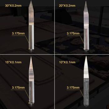 10 PCS CNC Engraving and Milling Bit with 3.175 mm Shank, 10° 15° 20° 30° 60°, and 0.1 to 0.8mm Tip