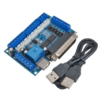 Five-axis CNC machine controller card with MACH3 software support and LPT port