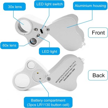 Dual Lens Portable Mini Microscope with LED Light [30X , 60X]