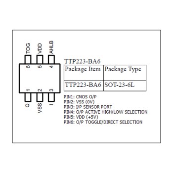 TTP223-BA6 Capacitive Touch Sensor IC