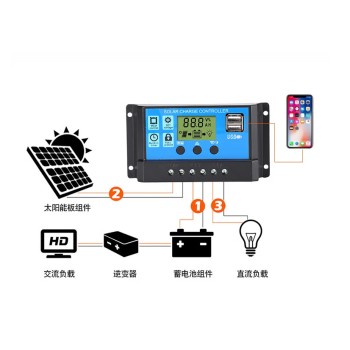 10A Solar Panel Adjustable Controller 12V/24V PWM Auto Parameter 