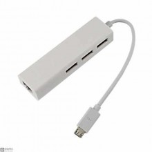 Micro USB to RJ45 Ethernet OTG Converter with 3-Port USB Hub