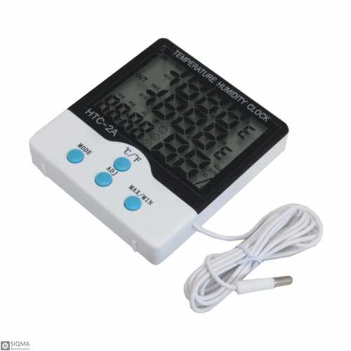 HTC-2A Digital Temperature and Humidity Meter with Clock and Alarm