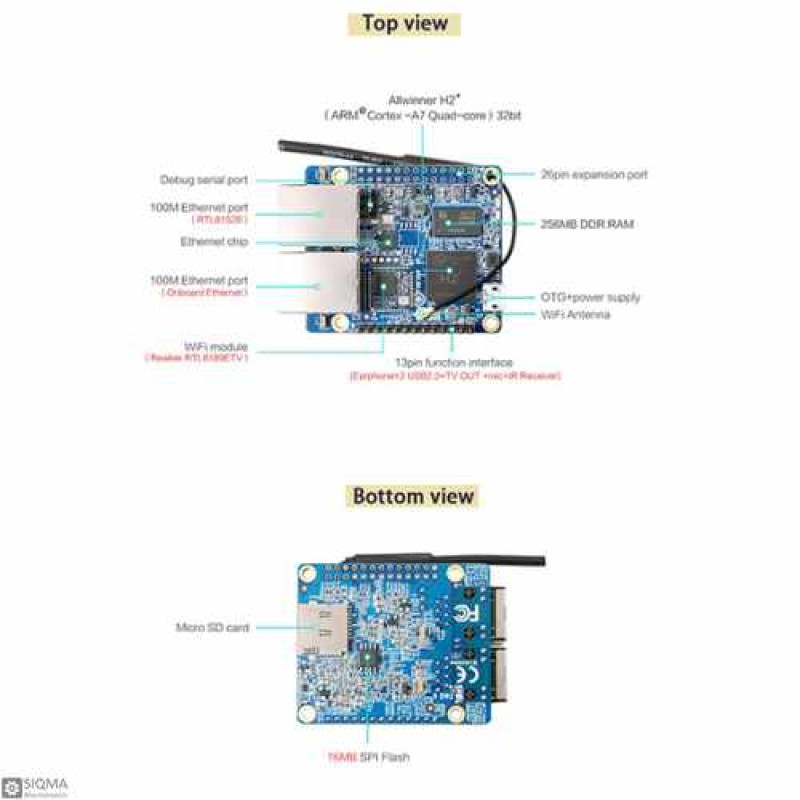 Orange Pi R1 Quad Core 32 Bit Cortex A7 Wifi Board [256MB RAM]