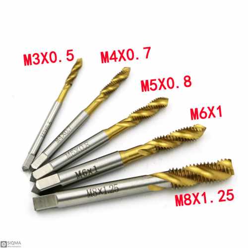 M3M8 Titanium Coated HSS Spiral Flute Metric Taps Set